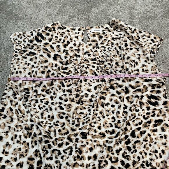 Calvin Klein Leopard Print Cap Sleeve Blouse Size 2X - Picture 10 of 10